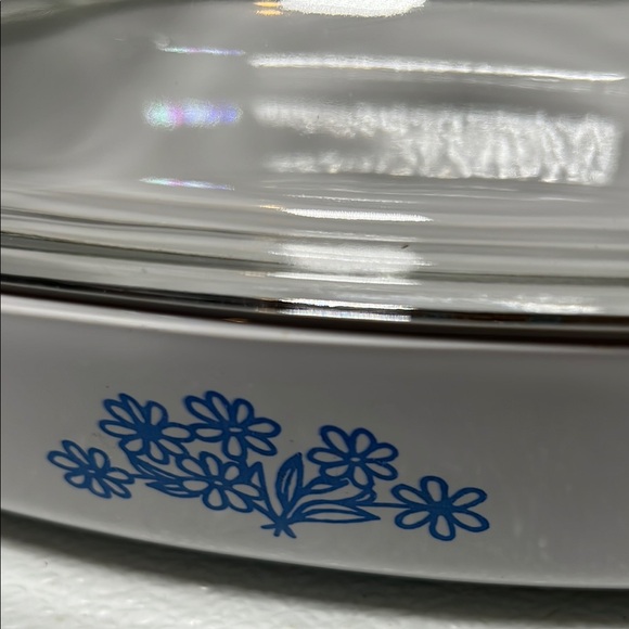 CorningWare White and Blue Floral Casserole with Glass Lid - Picture 2 of 6